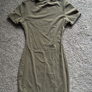 Skims Fits Everbody Tshirt Mini Dress in Khaki